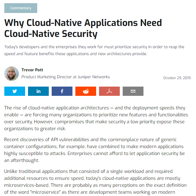 Dark Reading: Why Cloud-Native Applications Need Cloud-Native Security